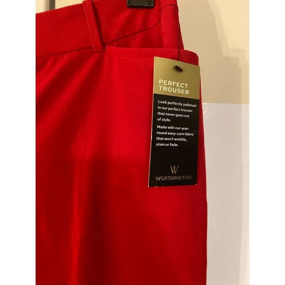 Worthington Perfect Trouser Red Pants, Size 12 L, NWT Pants - Picture 2 of 6